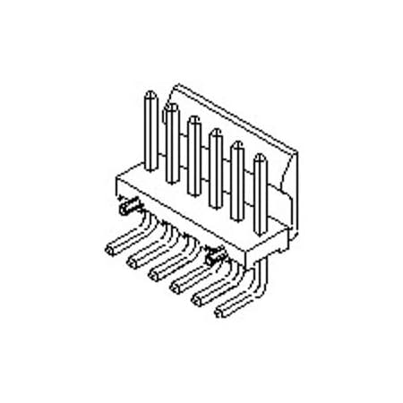 Molex Board Connector, 7 Contact(S), 1 Row(S), Male, Right Angle, 0.156 Inch Pitch, Solder Terminal, 26645070